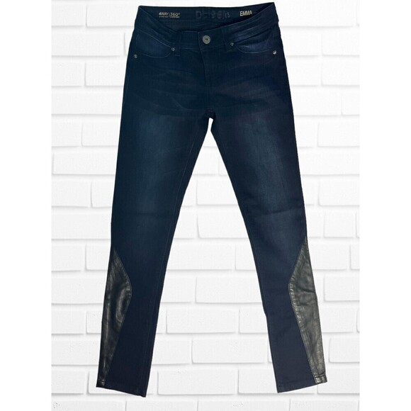 DL1961 Jeans Women's‎ 25 Skinny Emma Jeggings Dark Wash Pleather Accents - Picture 1 of 9